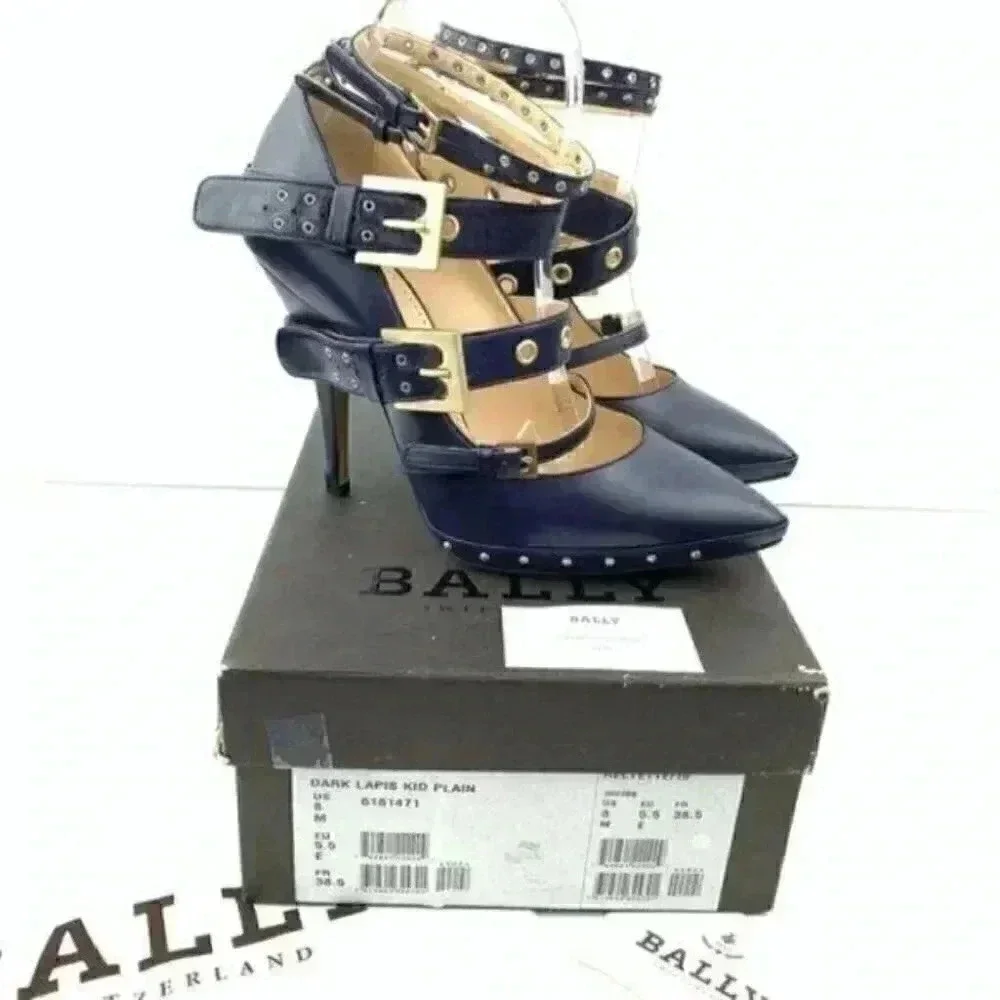 Bally Helyette 38.5 8 dark lapis Italian leather